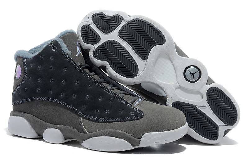 New Arrival 2014 Air Jordan 13 (XIII) Inside with fluff Grey White Newest